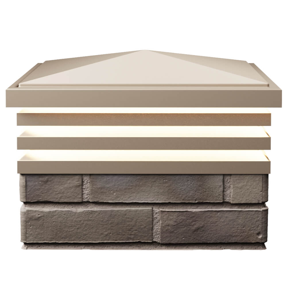 Колпак Zking Бона ХайТек Бежевый на столб 1.5х1.5 кирпича (385х385мм) с подсветкой в Евпатории фото