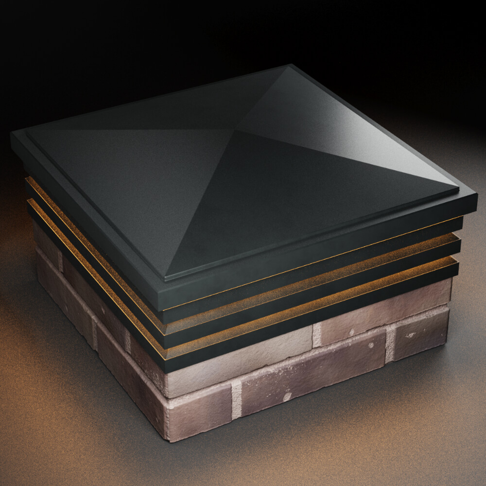 Колпак Zking Бона ХайТек Черный на столб 2х2 кирпича (513х513мм) с подсветкой в Евпатории фото