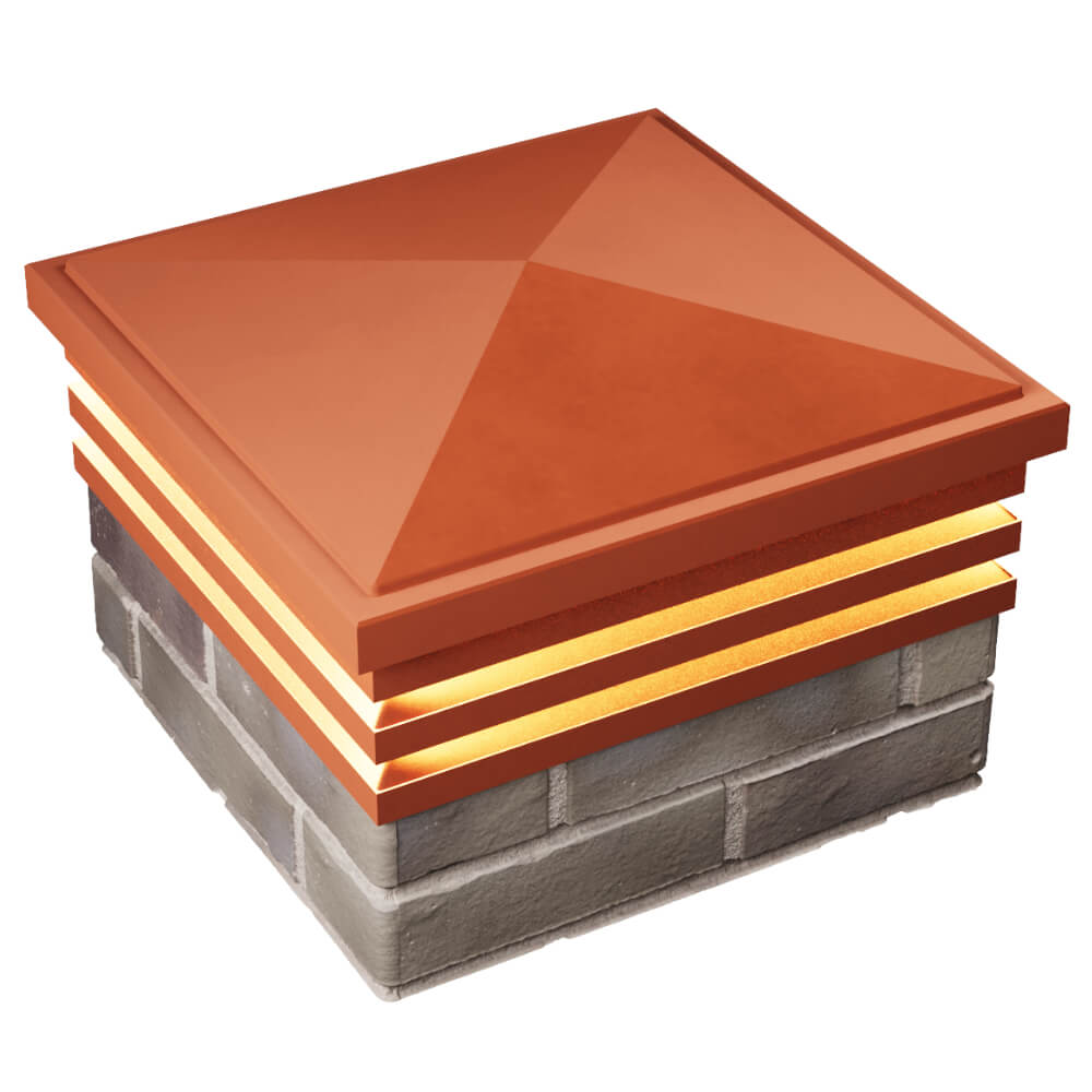 Колпак Zking Бона ХайТек Красный на столб 1.5х1.5 кирпича (385х385мм) с подсветкой в Евпатории фото