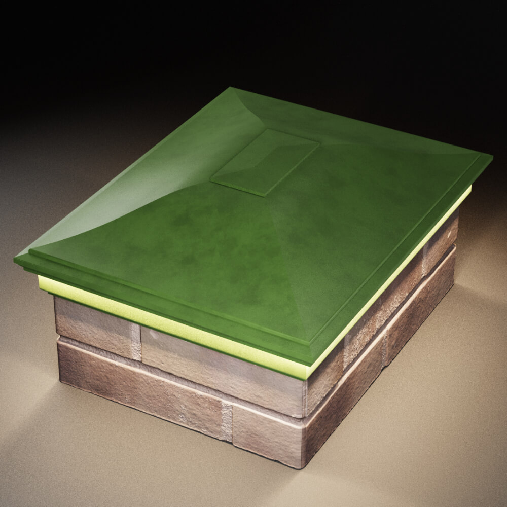 Колпак Zking Монблан Зеленый на столб 2х1.5 кирпича (515х385мм) c подсветкой в Евпатории фото