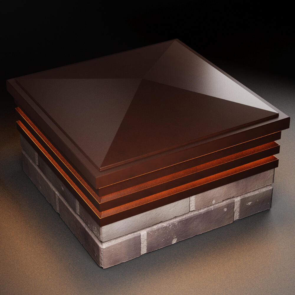 Колпак Zking Бона ХайТек Коричневый на столб 2х2 кирпича (513х513мм) с подсветкой в Евпатории фото