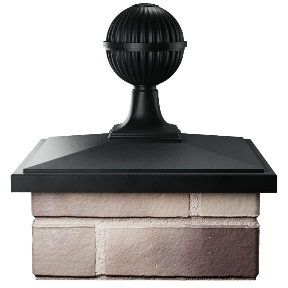 Колпак Zking БонаМоно Черный с шаром на столб 1.5х1.5 кирпича (385х385, 400х400мм) в сборе Евпатория фото