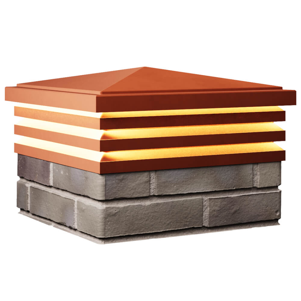 Колпак Zking Бона ХайТек Красный на столб 1.5х1.5 кирпича (385х385мм) с подсветкой в Евпатории фото