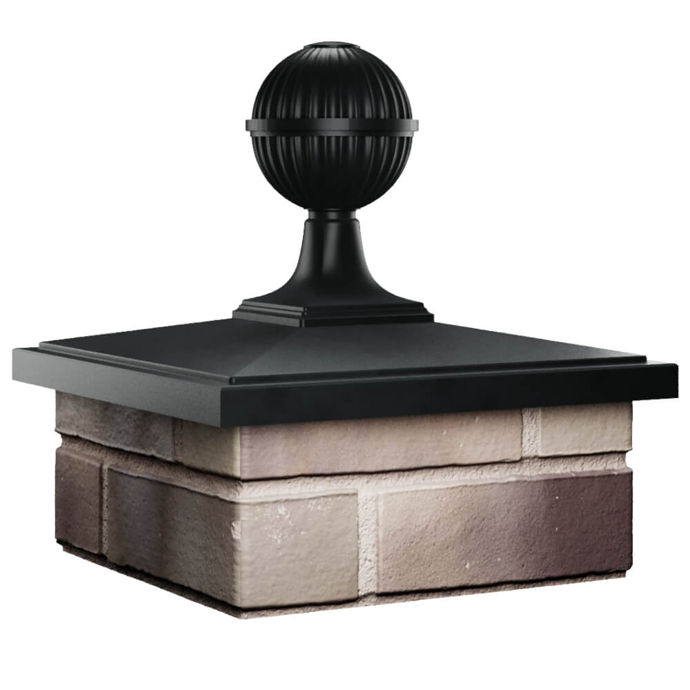 Колпак Zking БонаМоно Черный с шаром на столб 1.5х1.5 кирпича (385х385, 400х400мм) в сборе в Евпатории фото