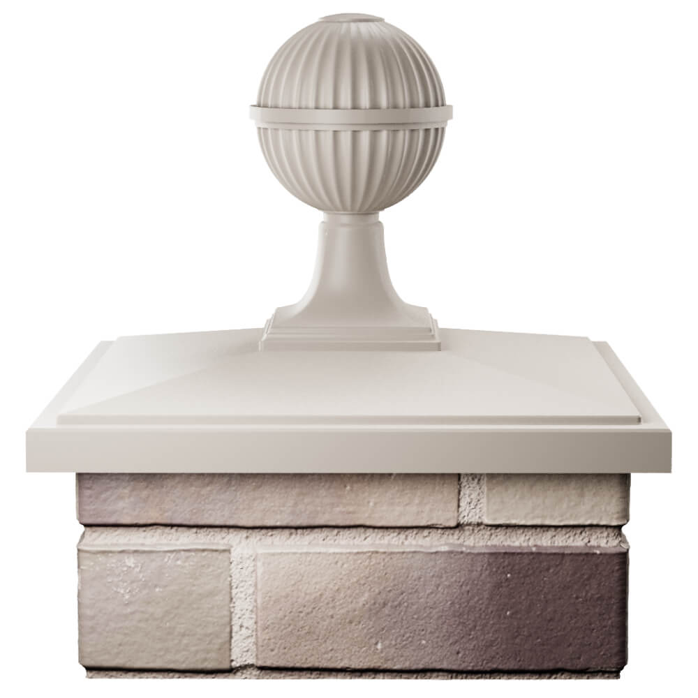 Колпак Zking БонаМоно Бежевый с шаром на столб 1.5х1.5 кирпича (385х385, 400х400мм) в сборе Евпатория фото