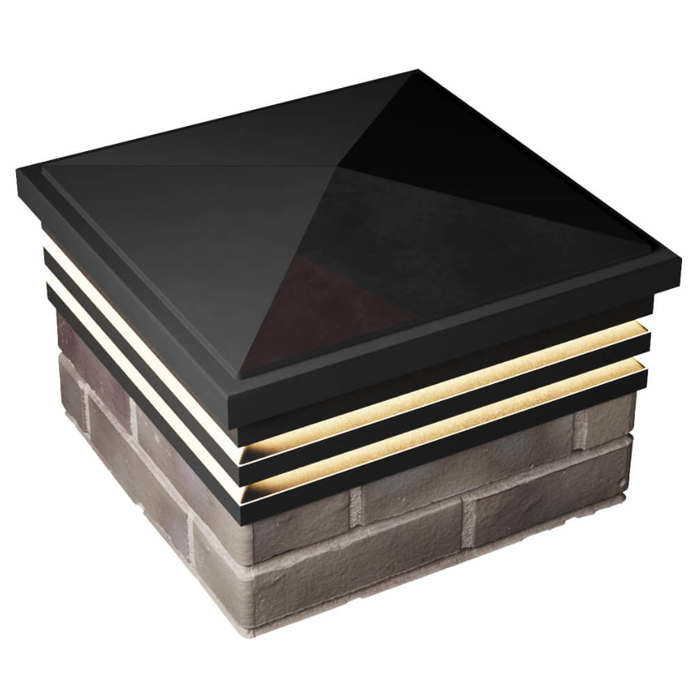 Колпак Zking Бона ХайТек Черный на столб 1.5х1.5 кирпича (385х385мм) с подсветкой в Евпатории фото