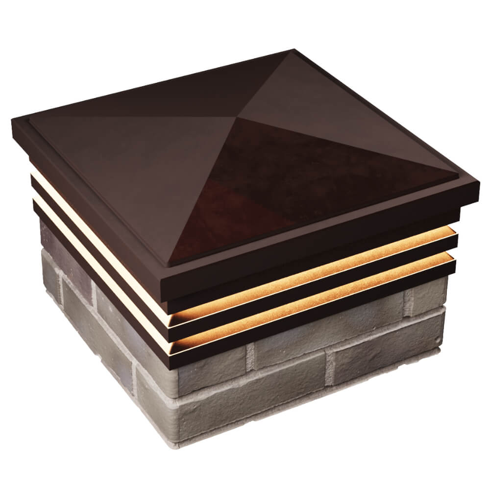 Колпак Zking Бона ХайТек Коричневый на столб 1.5х1.5 кирпича (385х385мм) с подсветкой в Евпатории фото