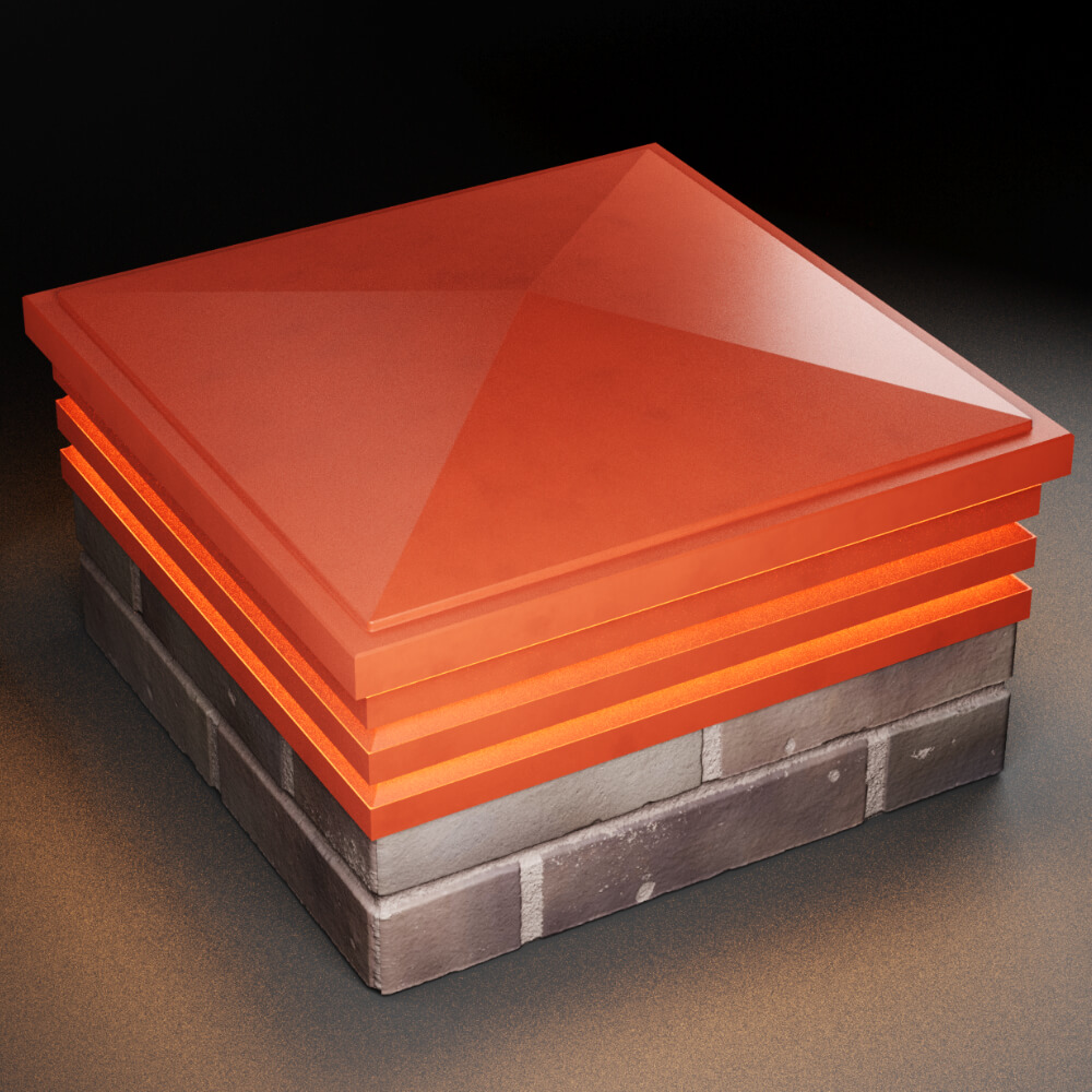 Колпак Zking Бона ХайТек Красный на столб 2х2 кирпича (513х513мм) с подсветкой в Евпатории фото