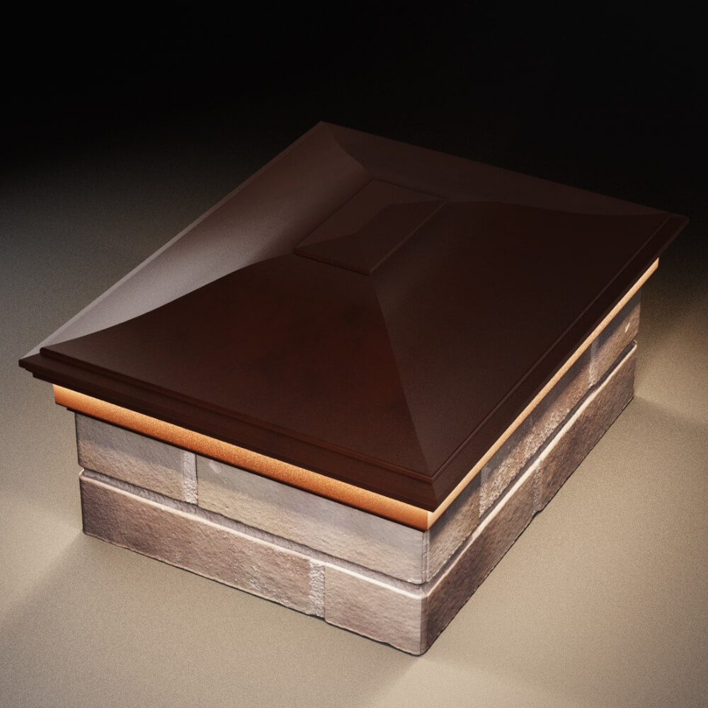 Колпак Zking Монблан Коричневый на столб 2х1.5 кирпича (515х385мм) c подсветкой в Евпатории фото