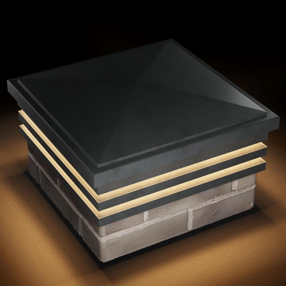 Колпак Zking Бона ХайТек Серый на столб 1.5х1.5 кирпича (385х385мм) с подсветкой в Евпатории фото