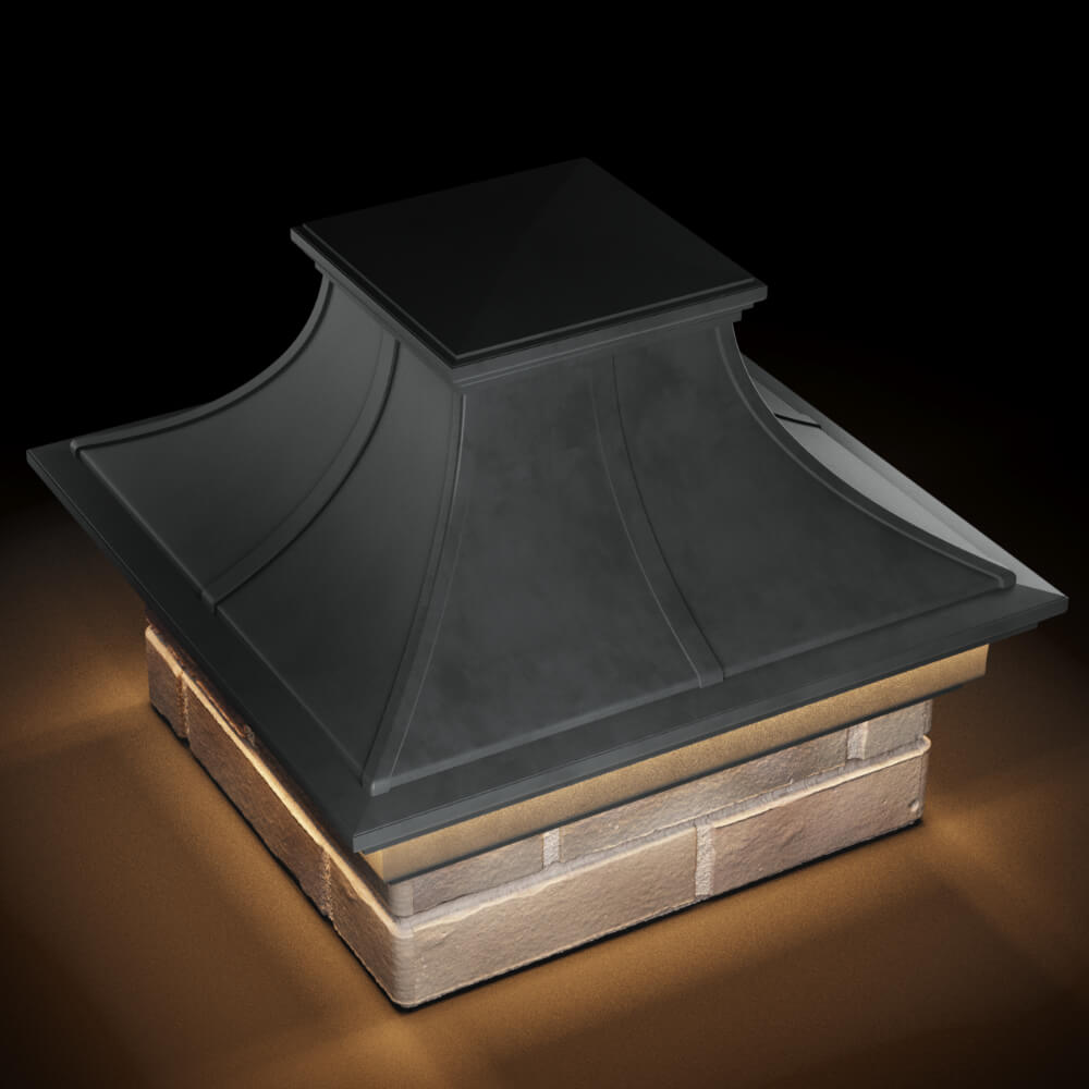 Колпак Zking Монблан Премиум Серый на столб 1.5х1.5 кирпича (385х385мм) с подсветкой в Евпатории фото