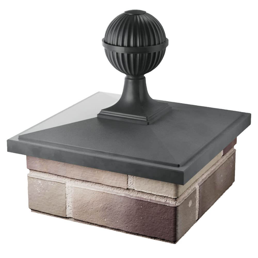 Колпак Zking БонаМоно Серый с шаром на столб 1.5х1.5 кирпича (385х385, 400х400мм) в сборе в Евпатории фото