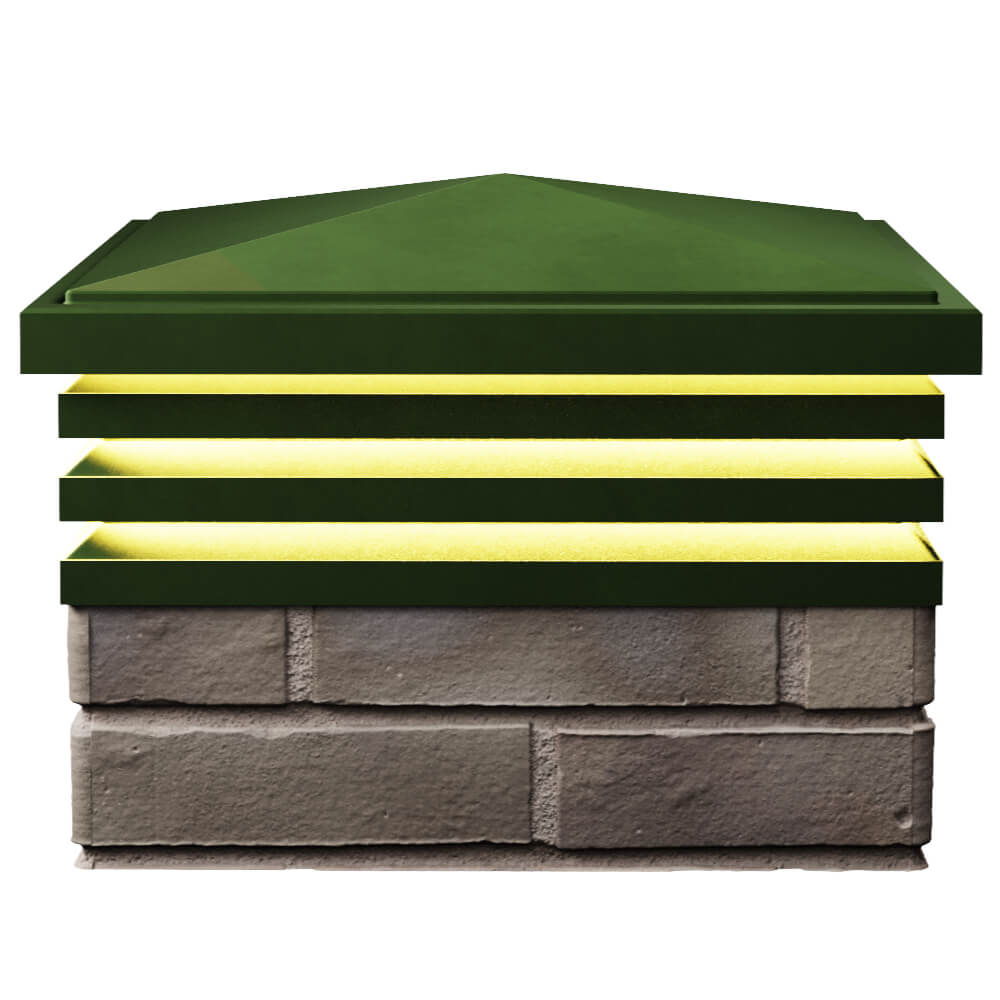 Колпак Zking Бона ХайТек Зеленый на столб 1.5х1.5 кирпича (385х385мм) с подсветкой в Евпатории фото