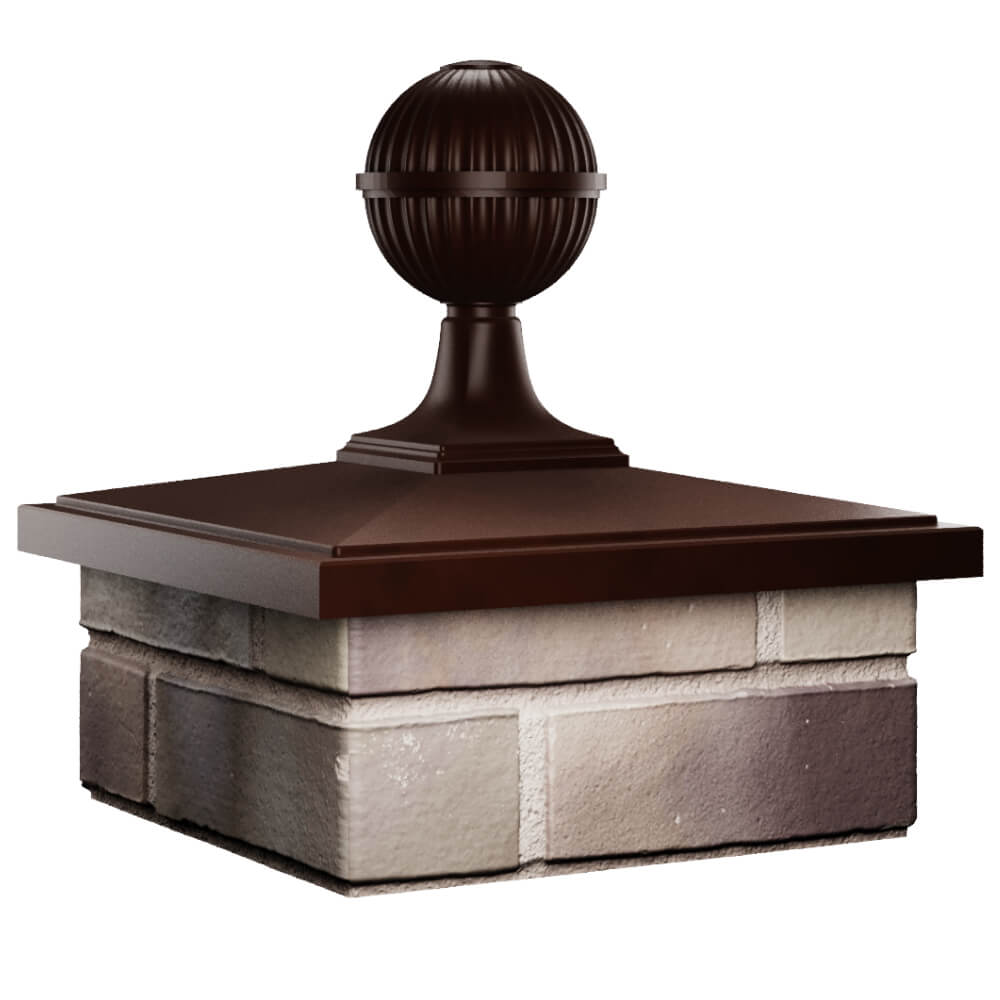 Колпак Zking БонаМоно Коричневый с шаром на столб 1.5х1.5 кирпича (385х385, 400х400мм) в сборе в Евпатории фото