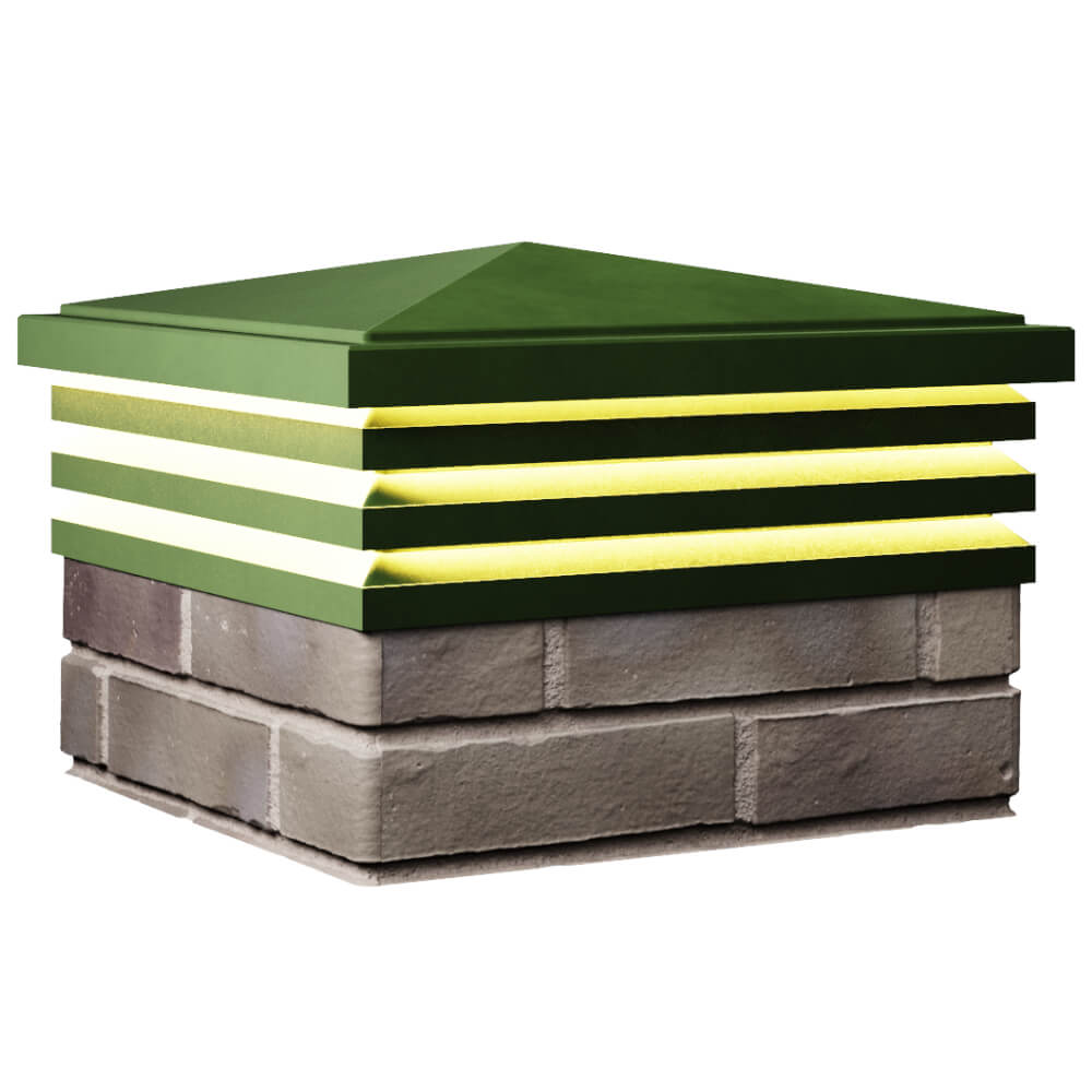 Колпак Zking Бона ХайТек Зеленый на столб 1.5х1.5 кирпича (385х385мм) с подсветкой в Евпатории фото