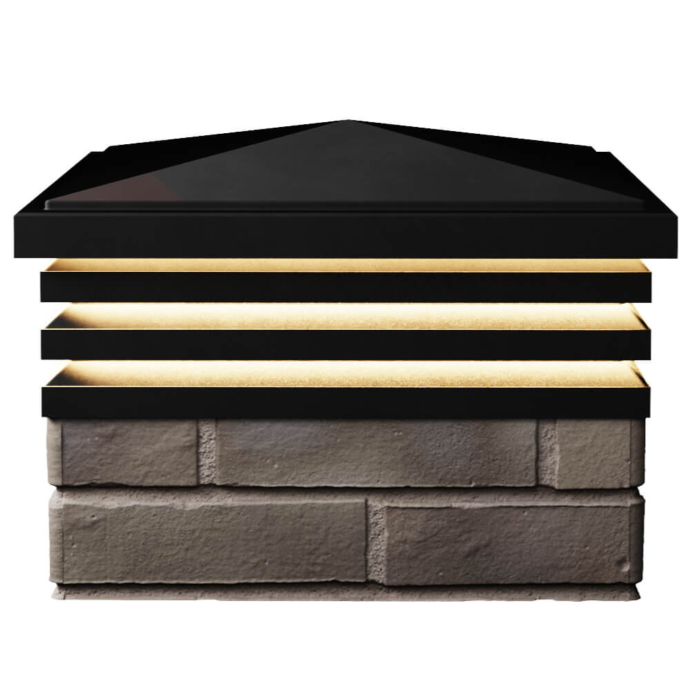 Колпак Zking Бона ХайТек Черный на столб 1.5х1.5 кирпича (385х385мм) с подсветкой в Евпатории фото