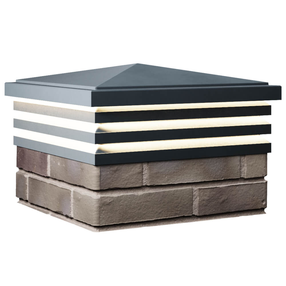 Колпак Zking Бона ХайТек Серый на столб 1.5х1.5 кирпича (385х385мм) с подсветкой в Евпатории фото