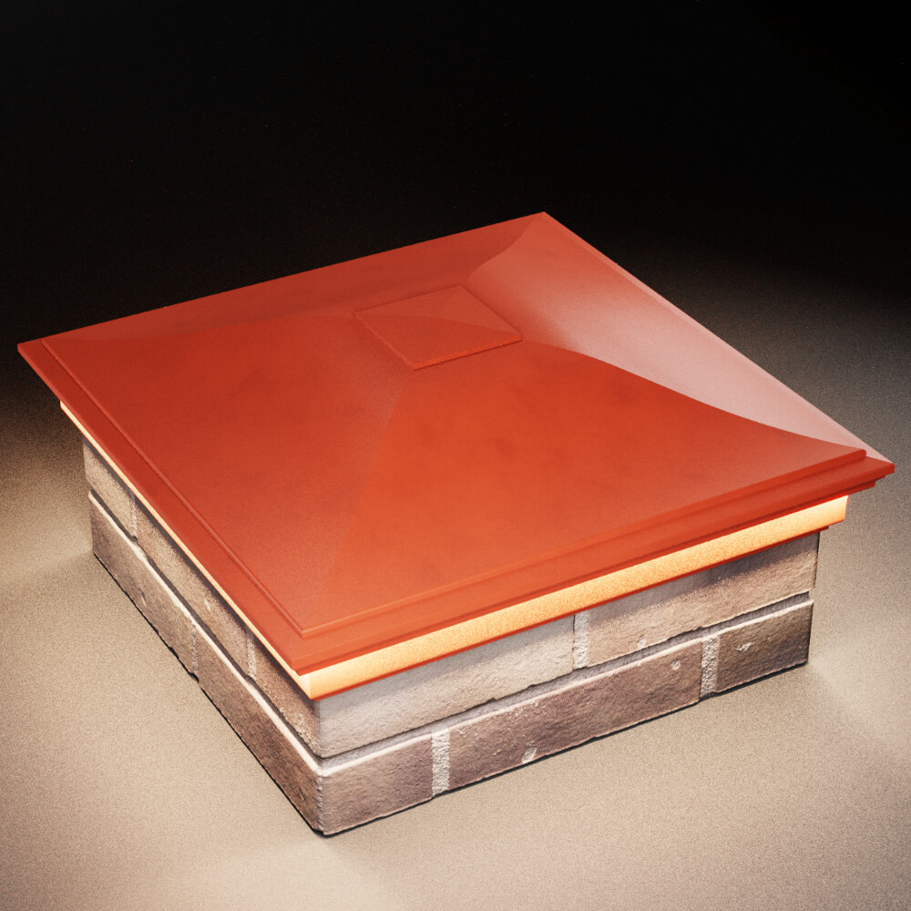 Колпак Zking Монблан Красный на столб 2х2 кирпича (515х515мм) c подсветкой в Евпатории фото