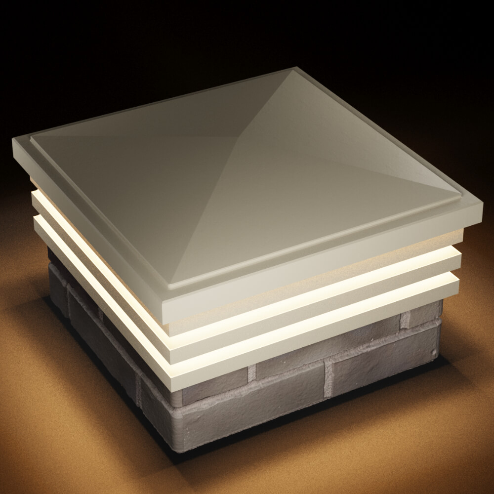 Колпак Zking Бона ХайТек Бежевый на столб 1.5х1.5 кирпича (385х385мм) с подсветкой в Евпатории фото