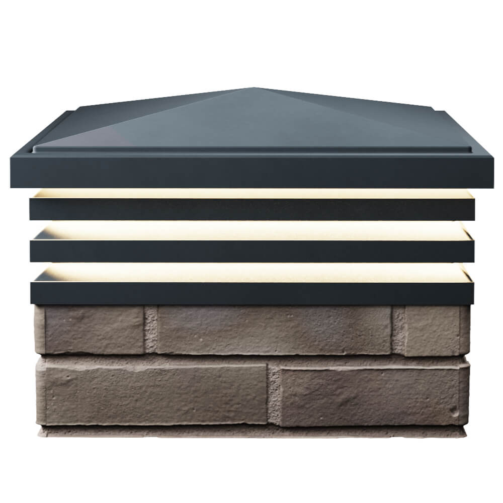 Колпак Zking Бона ХайТек Серый на столб 1.5х1.5 кирпича (385х385мм) с подсветкой в Евпатории фото