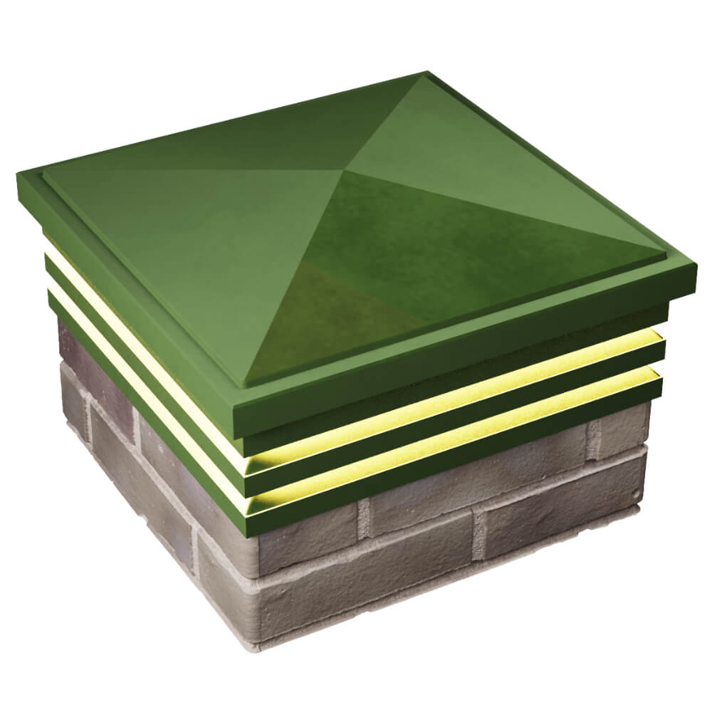 Колпак Zking Бона ХайТек Зеленый на столб 1.5х1.5 кирпича (385х385мм) с подсветкой в Евпатории фото