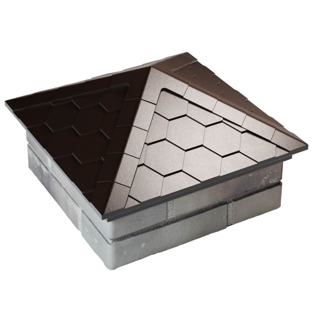 Колпак Zking Эверест Коричневый на столб 1.5х1.5 кирпича (390х390мм) в Евпатории фото