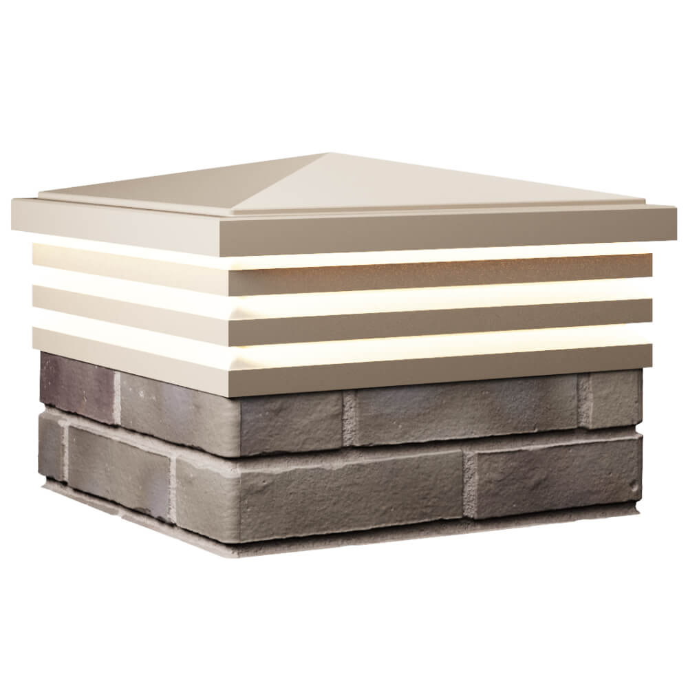 Колпак Zking Бона ХайТек Бежевый на столб 1.5х1.5 кирпича (385х385мм) с подсветкой в Евпатории фото