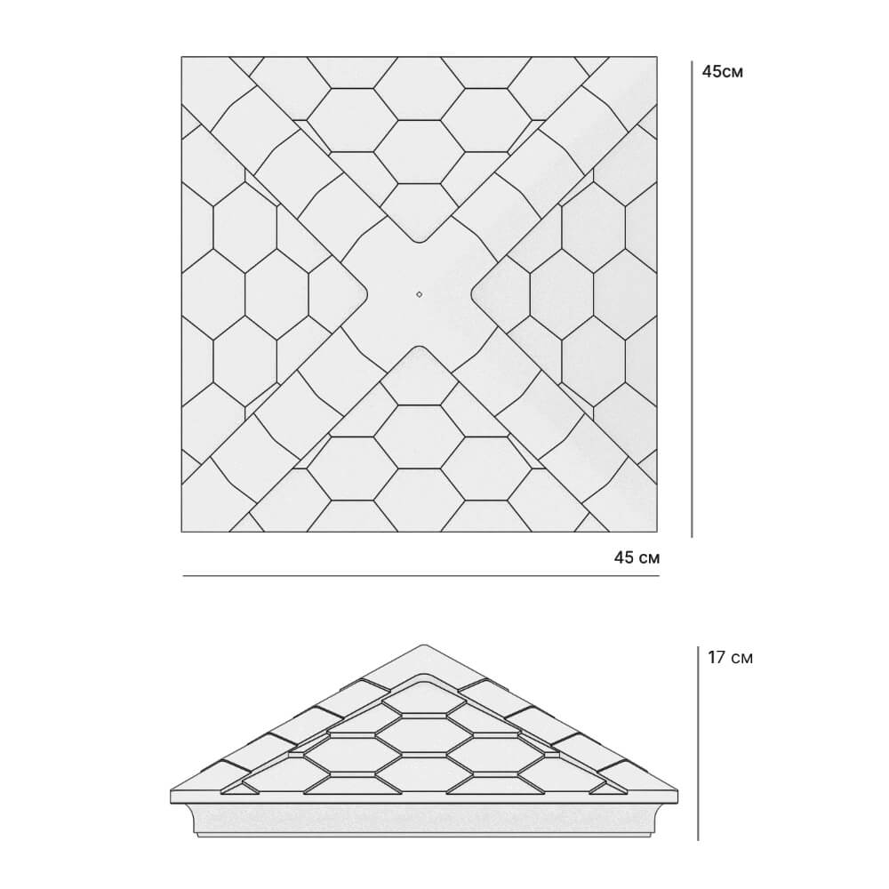 Колпак Zking Эверест Серый на столб 1.5х1.5 кирпича (390х390мм) в Евпатории фото
