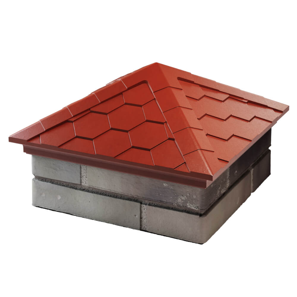 Колпак Zking Эверест Красный на столб 1.5х1.5 кирпича (390х390мм) в Евпатории фото