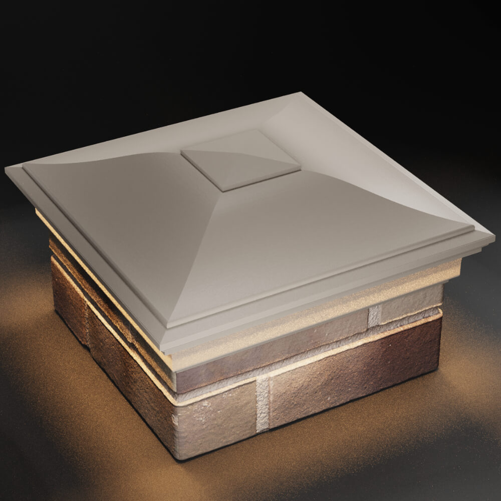 Колпак Zking Монблан Бежевый на столб 1.5х1.5 кирпича (385х385мм) с подсветкой в Евпатории фото