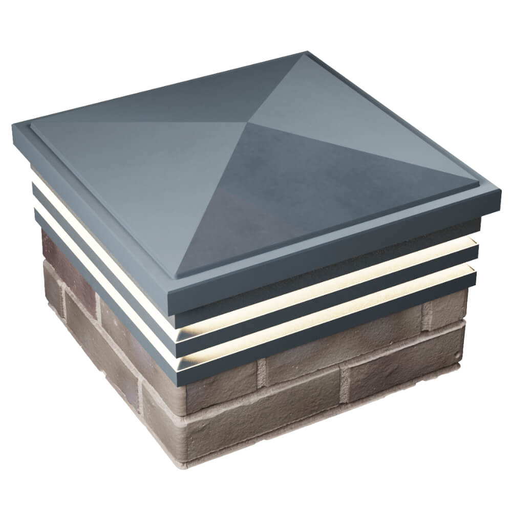 Колпак Zking Бона ХайТек Серый на столб 1.5х1.5 кирпича (385х385мм) с подсветкой в Евпатории фото