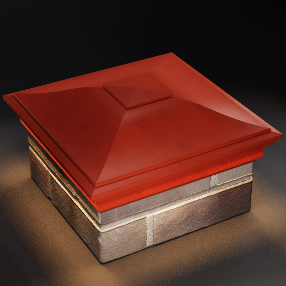 Колпак Zking Монблан Красный на столб 1.5х1.5 кирпича (385х385мм) с подсветкой в Евпатории фото