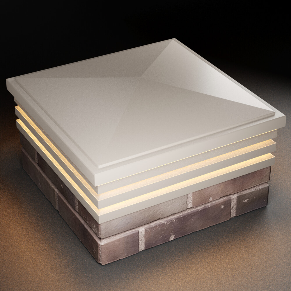 Колпак Zking Бона ХайТек Бежевый на столб 2х2 кирпича (513х513мм) с подсветкой в Евпатории фото