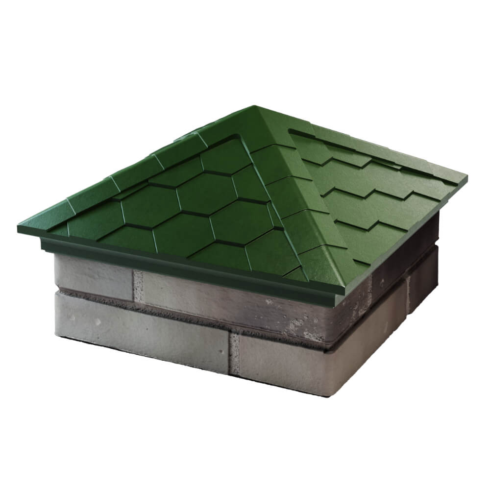 Колпак Zking Эверест Зеленый на столб 1.5х1.5 кирпича (390х390мм) в Евпатории фото