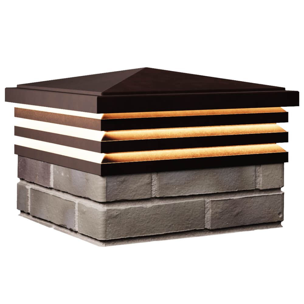 Колпак Zking Бона ХайТек Коричневый на столб 1.5х1.5 кирпича (385х385мм) с подсветкой в Евпатории фото