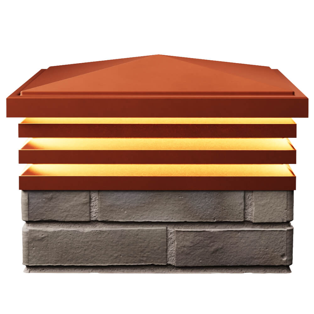 Колпак Zking Бона ХайТек Красный на столб 1.5х1.5 кирпича (385х385мм) с подсветкой в Евпатории фото