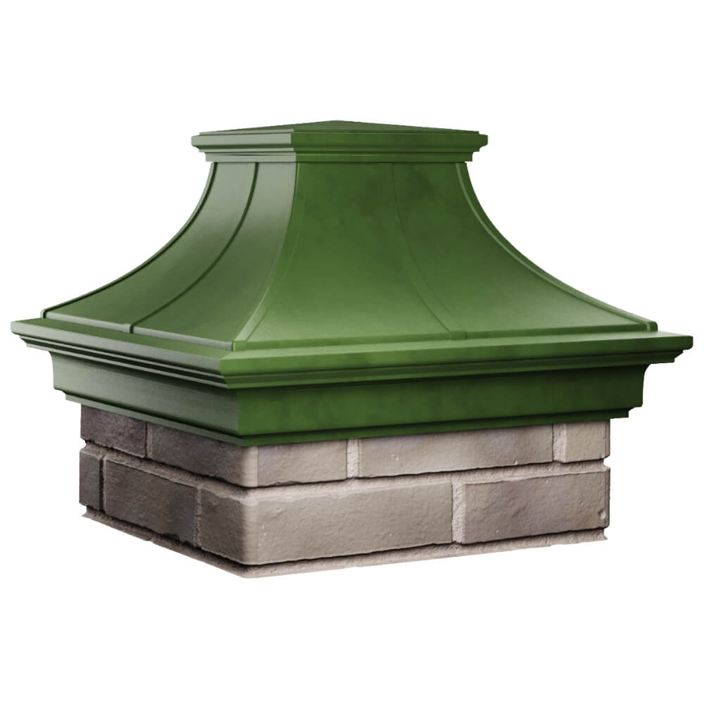 Колпак Zking Монблан Премиум Зеленый на столб 1.5х1.5 кирпича (385х385мм) в Евпатории фото
