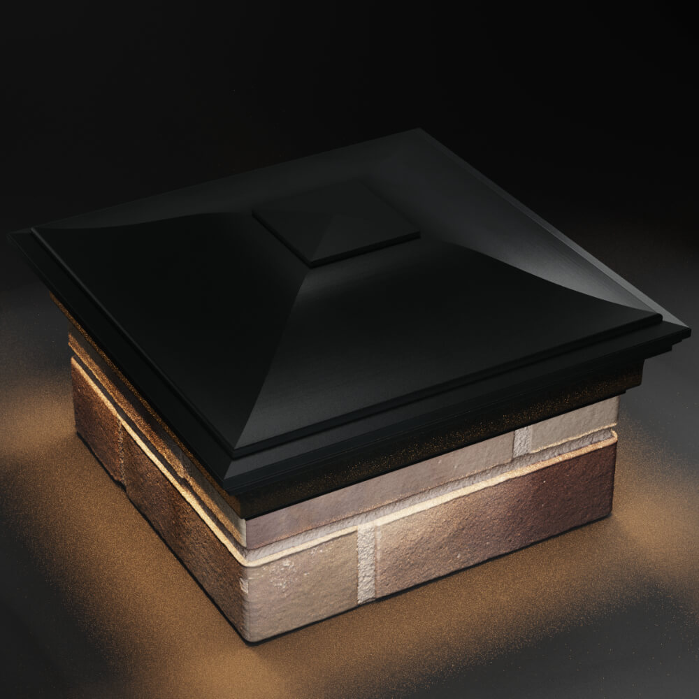 Колпак Zking Монблан Черный на столб 1.5х1.5 кирпича (385х385мм) с подсветкой в Евпатории фото