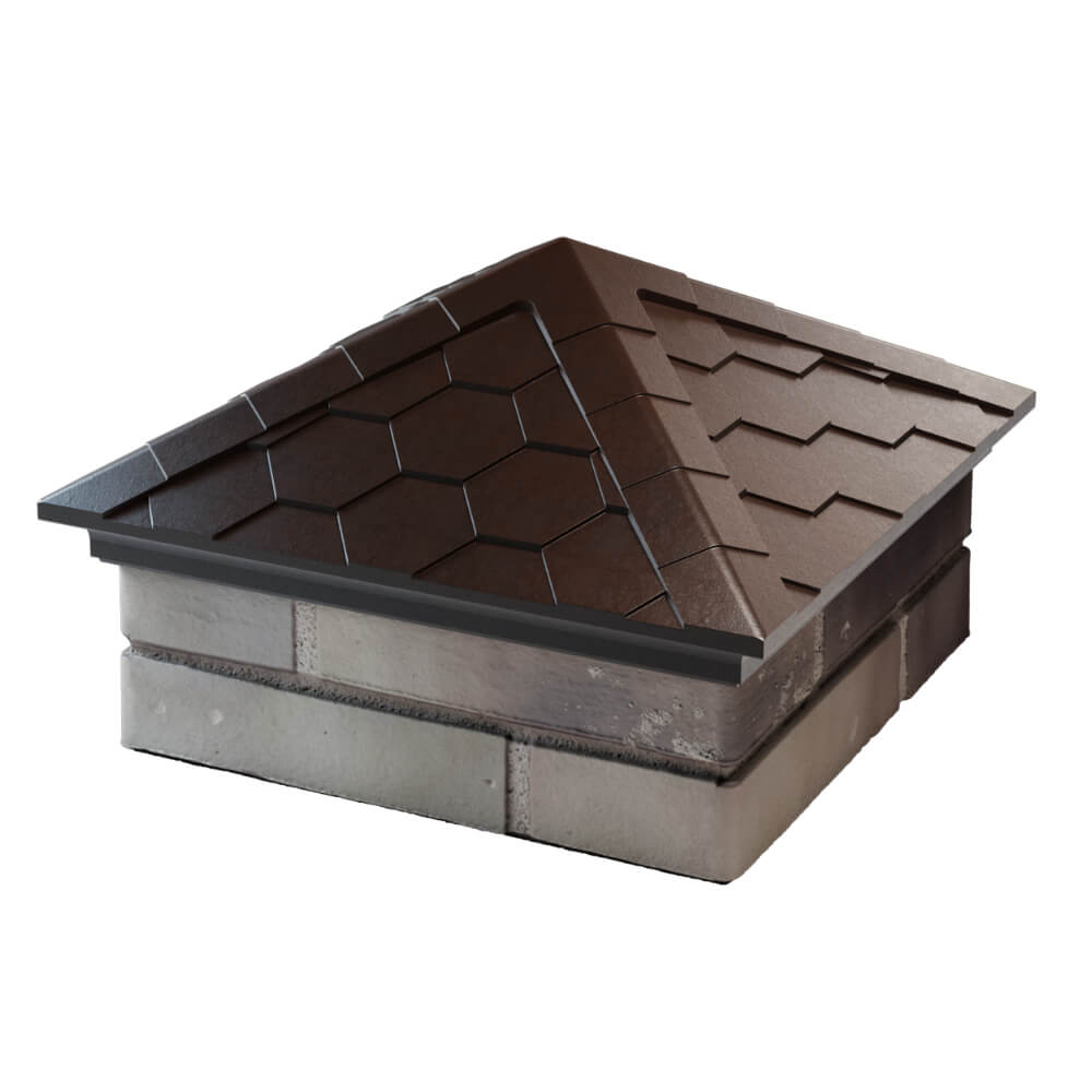 Колпак Zking Эверест Коричневый на столб 1.5х1.5 кирпича (390х390мм) в Евпатории фото